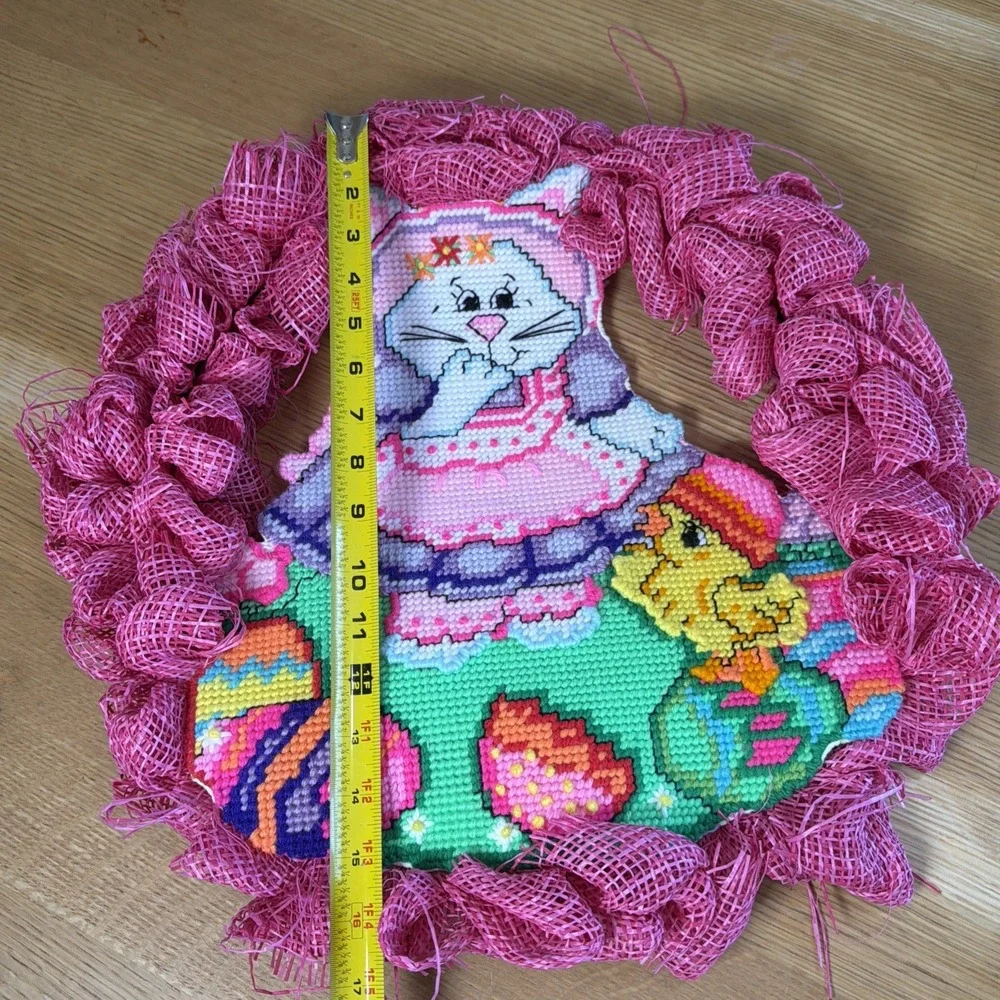 Vintage Homemade Easter Colorful Decorative Wreath